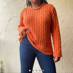 Vintage Polo orange cable knit sweater